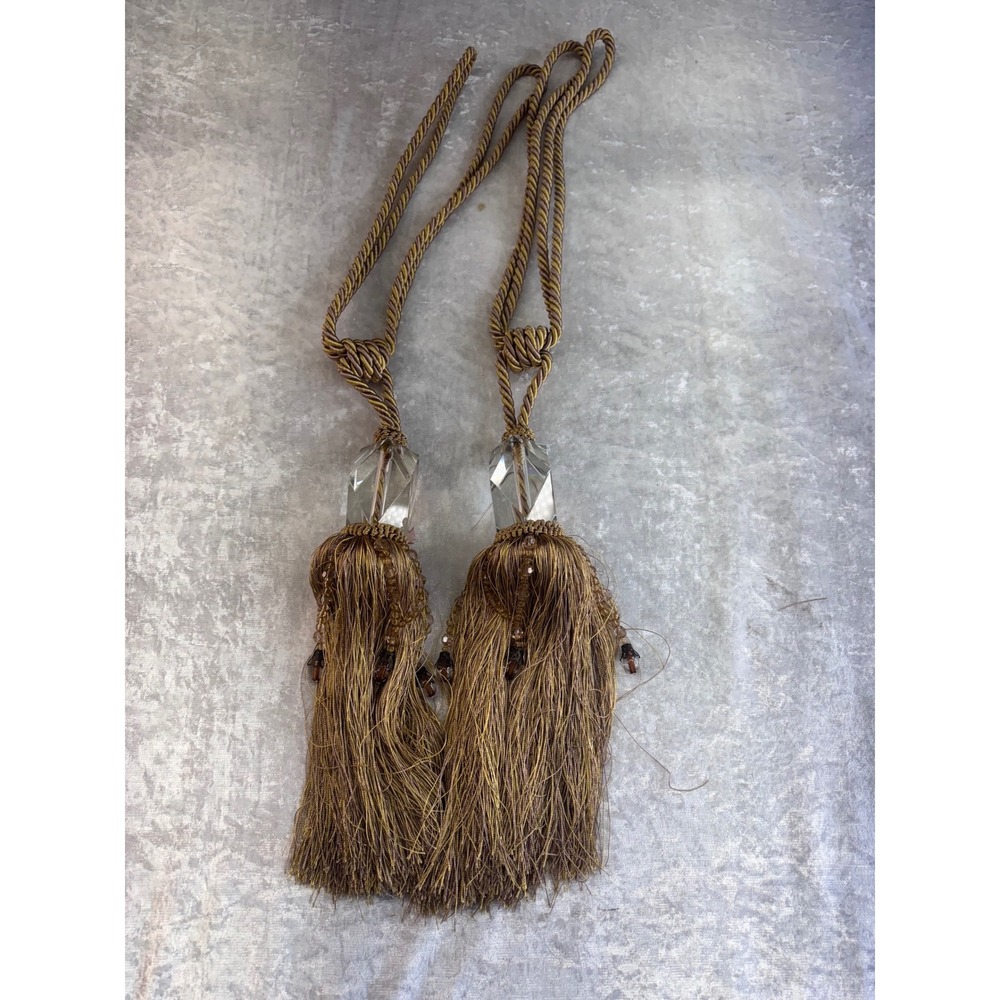 Elegant‎ Gold Tassel Curtain Tie Back Crystal Accent Set of 2